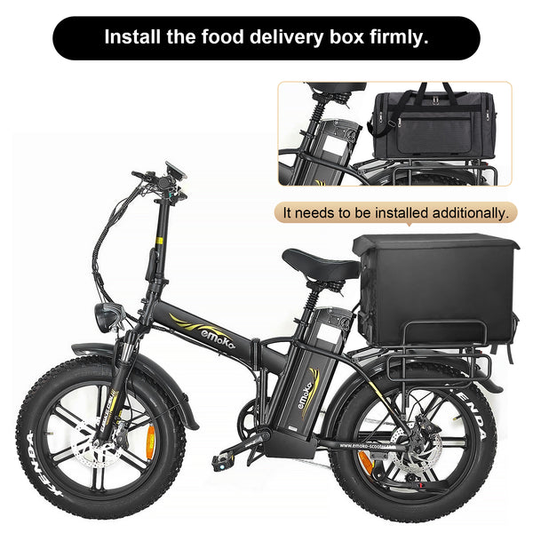 Emoko C94 Cargo Food Delivery ebike 150-200KM Long Range 48V 20*4 Inch Fat Tire Electric Bicycle
